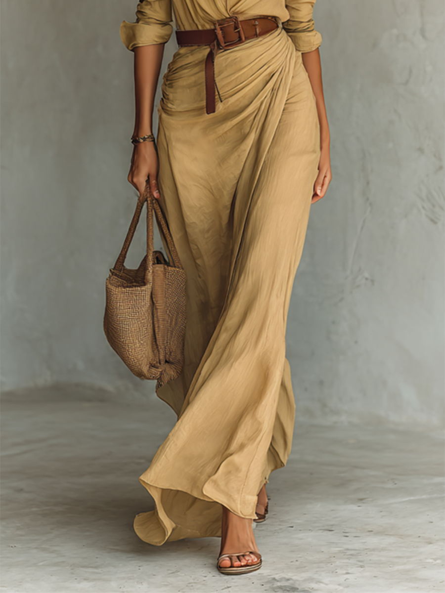 Fantine – Robe longue élégante à col à revers