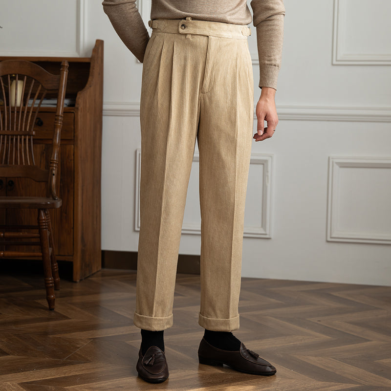 Dorchester Vintage Corduroy Double Pleated Trousers