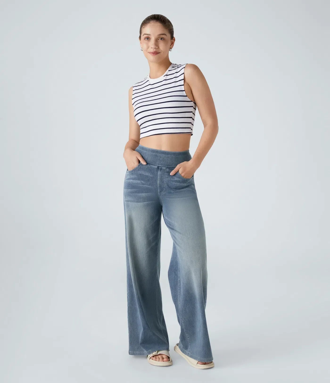 Éva - Pantalon taille haute confortable