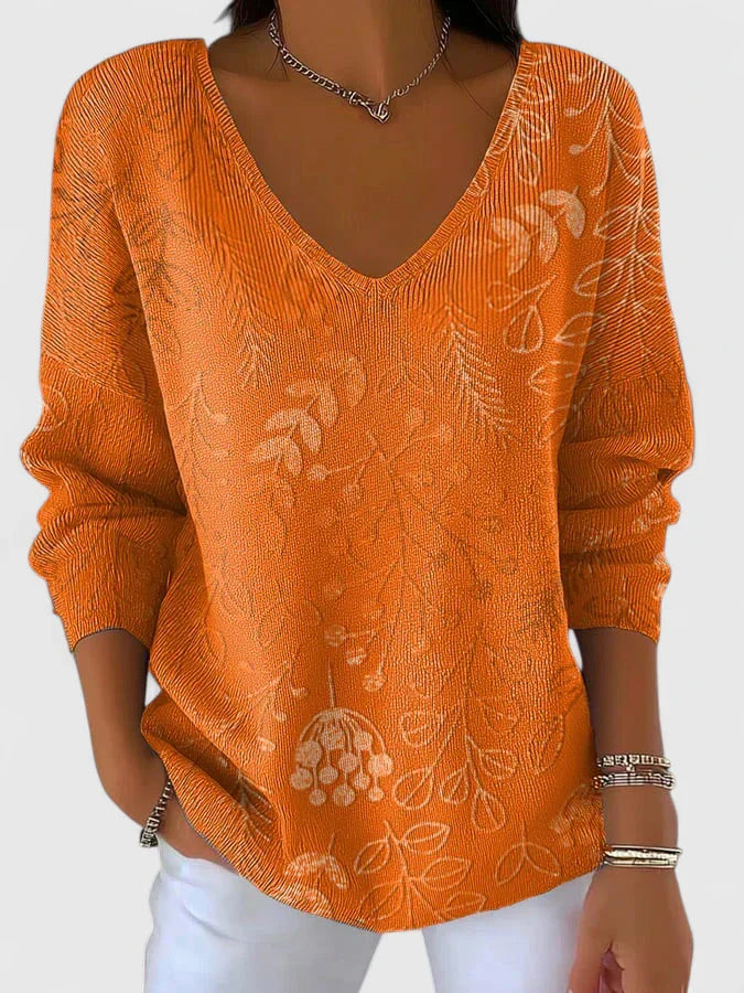 Isaïna – Pull en mélange de coton avec motif de feuilles