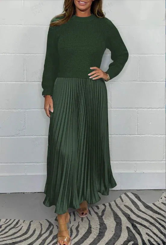 Soline – Robe maxi avec haut en maille et jupe plissée