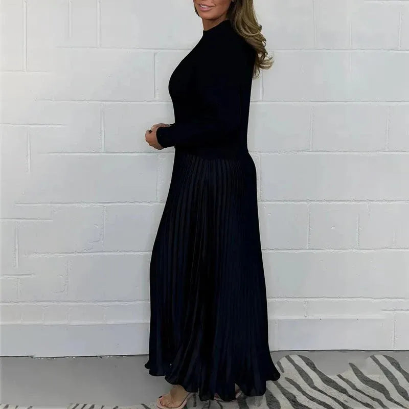 Soline – Robe maxi avec haut en maille et jupe plissée