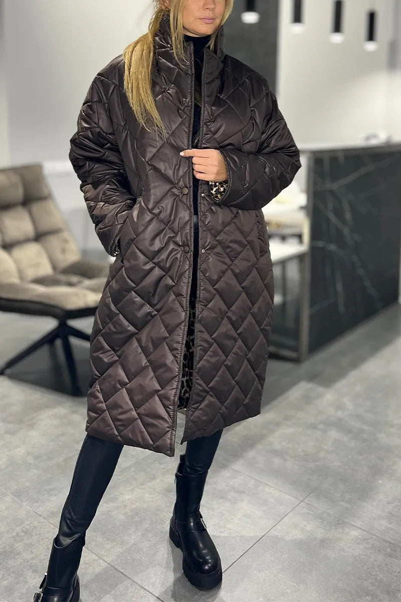 Anaïs – Manteau matelassé avec doublure léopard