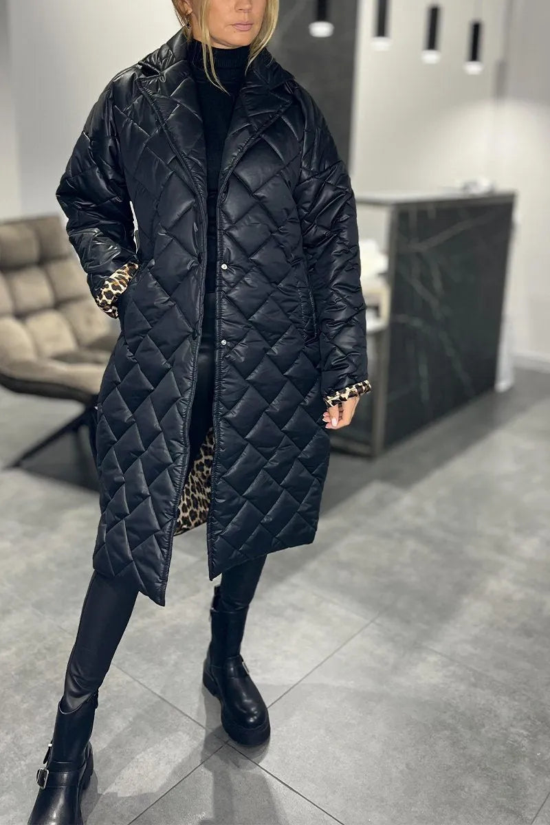 Anaïs – Manteau matelassé avec doublure léopard