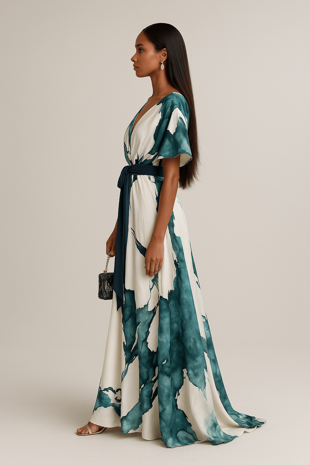 Nayla – Robe longue à imprimé aquarelle
