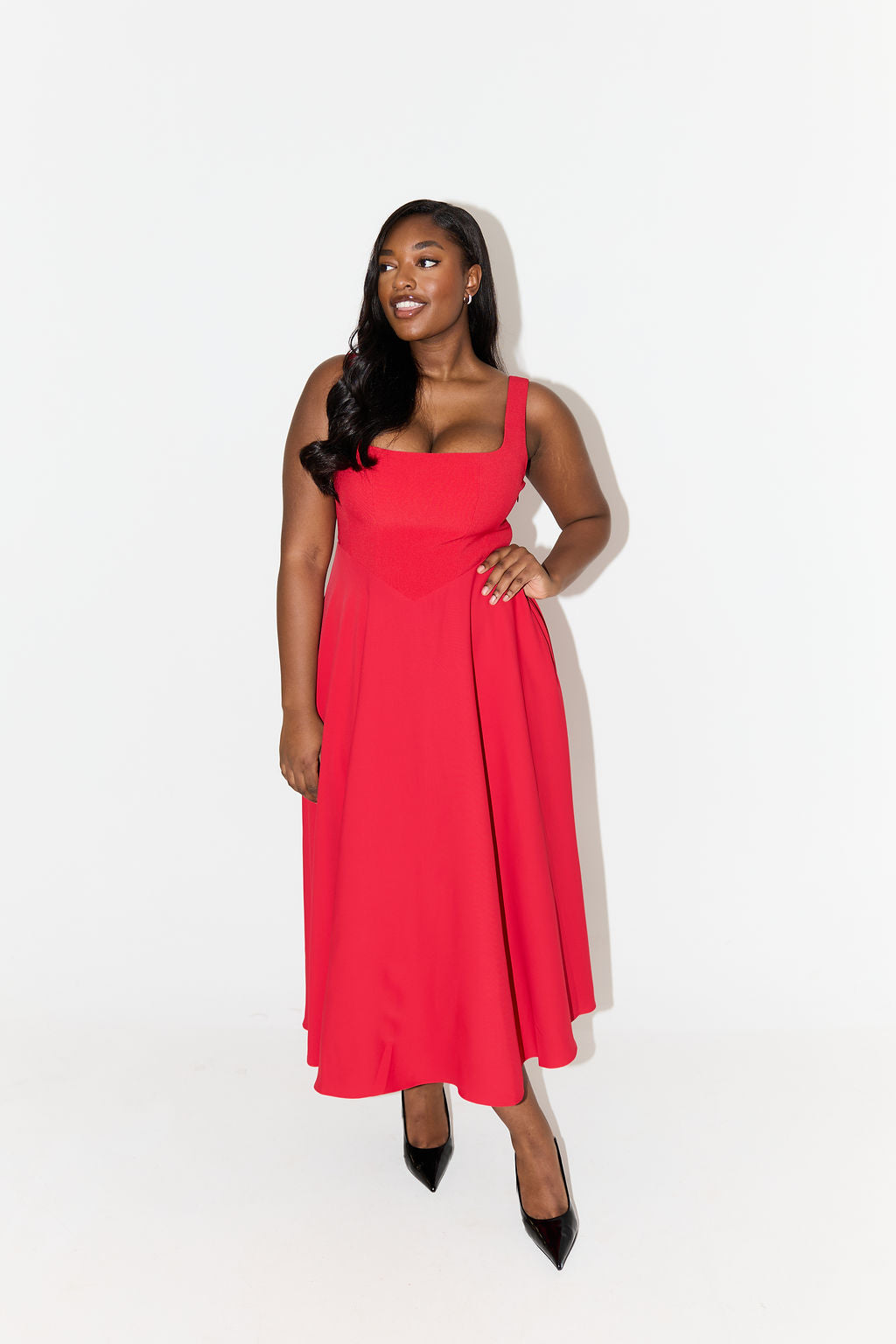 Amélie – Robe midi fluide et élégante