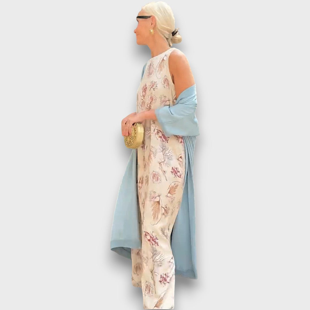 Ludivine – Robe longue fleurie avec cardigan