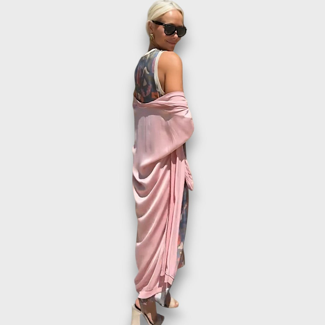 Ludivine – Robe longue fleurie avec cardigan