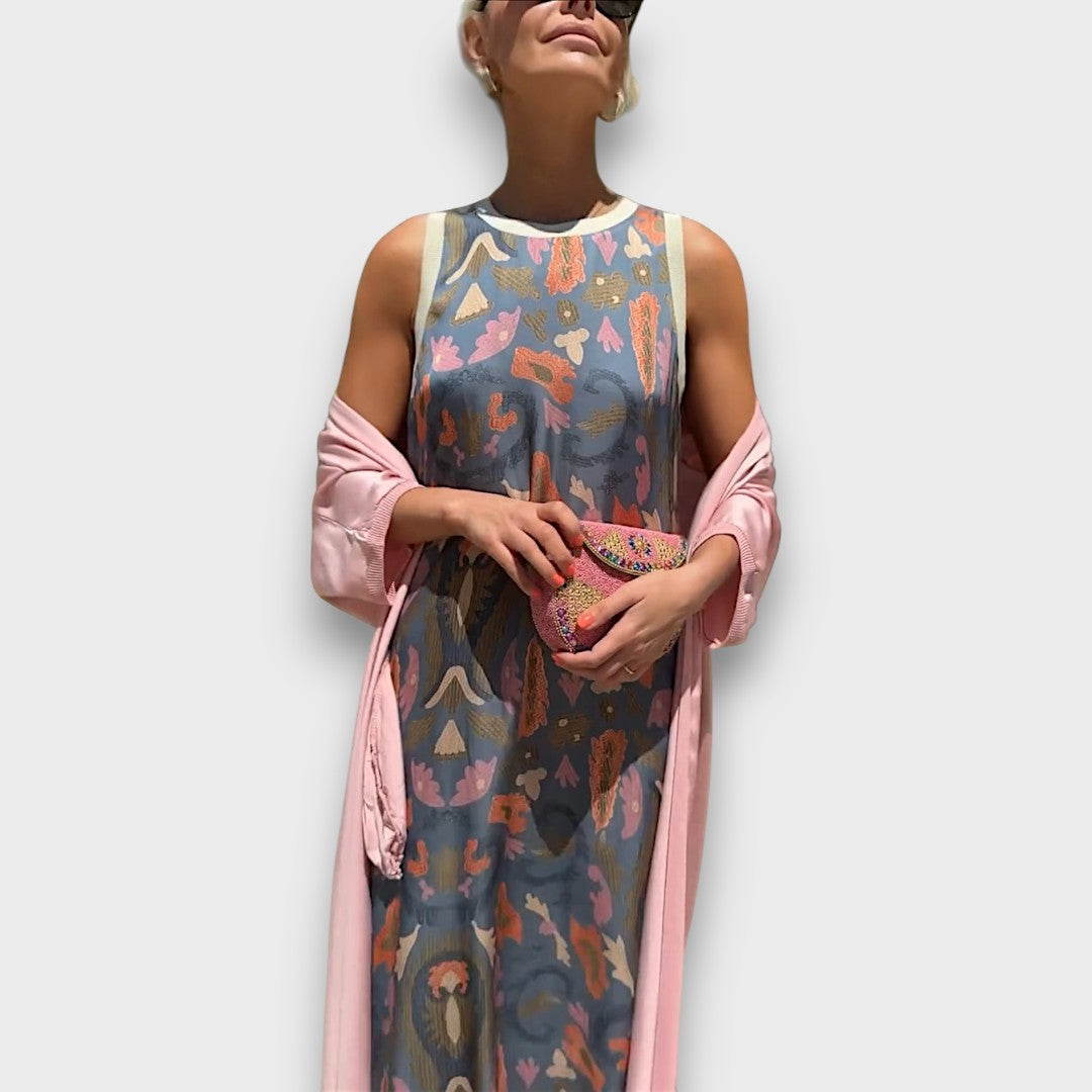 Ludivine – Robe longue fleurie avec cardigan