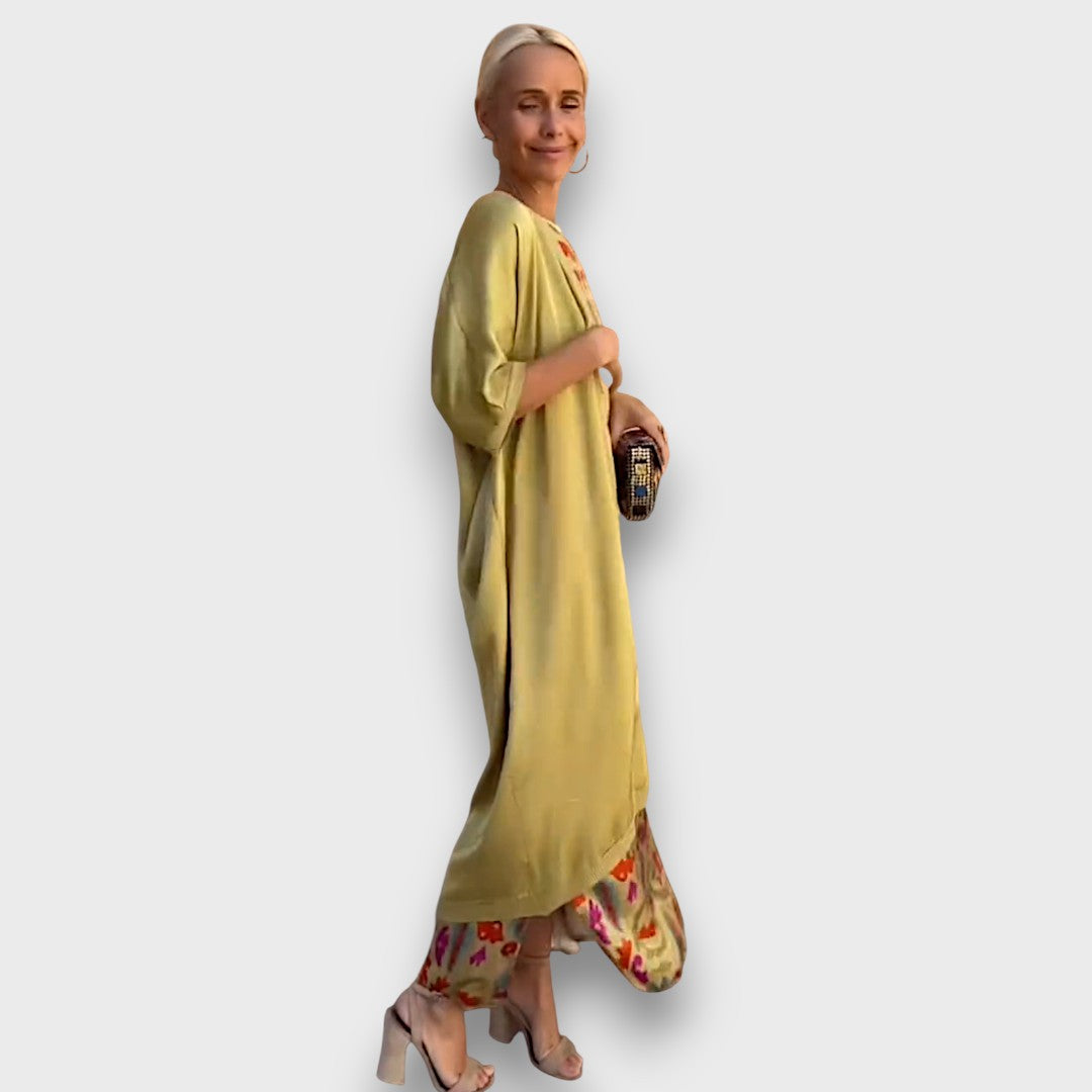 Ludivine – Robe longue fleurie avec cardigan