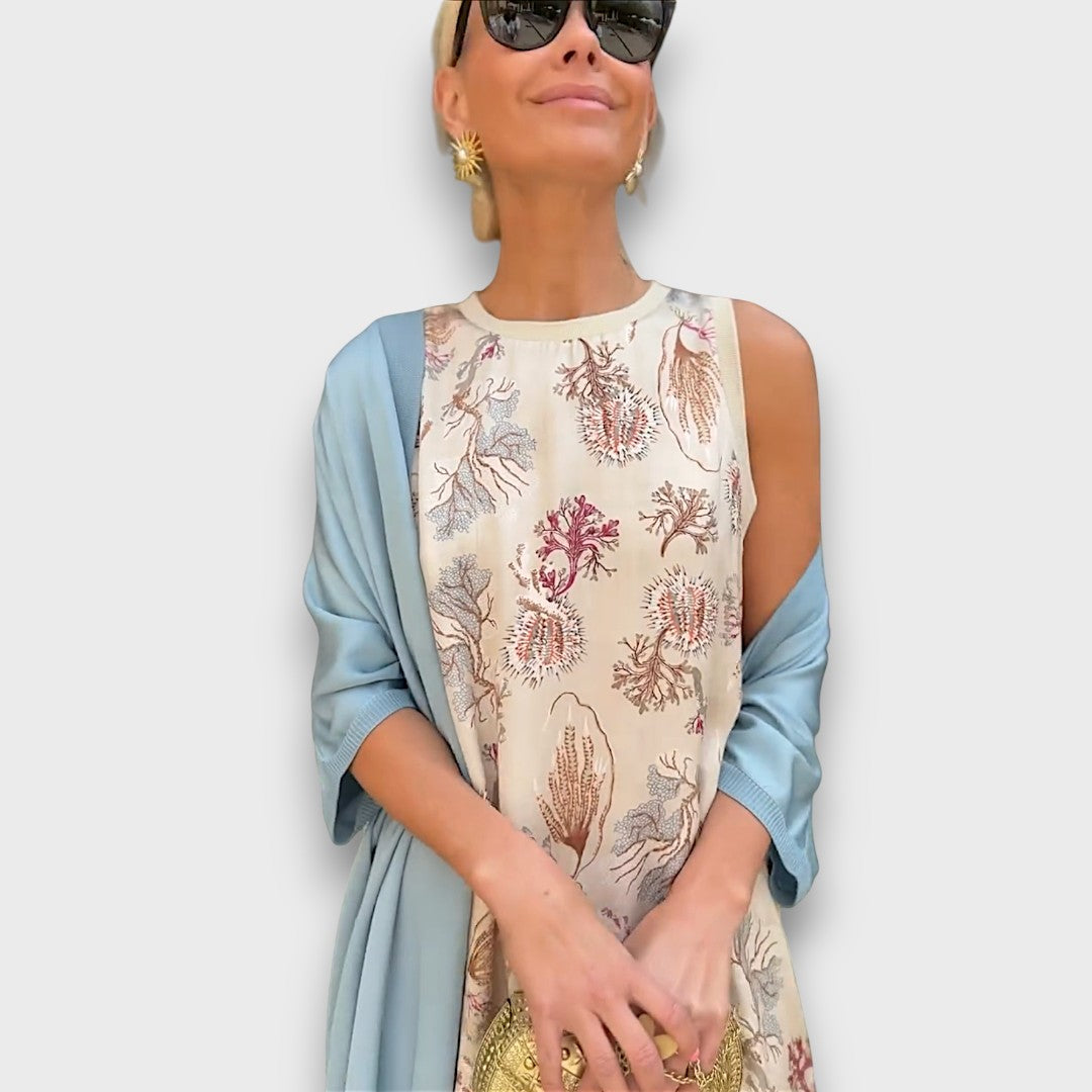 Ludivine – Robe longue fleurie avec cardigan