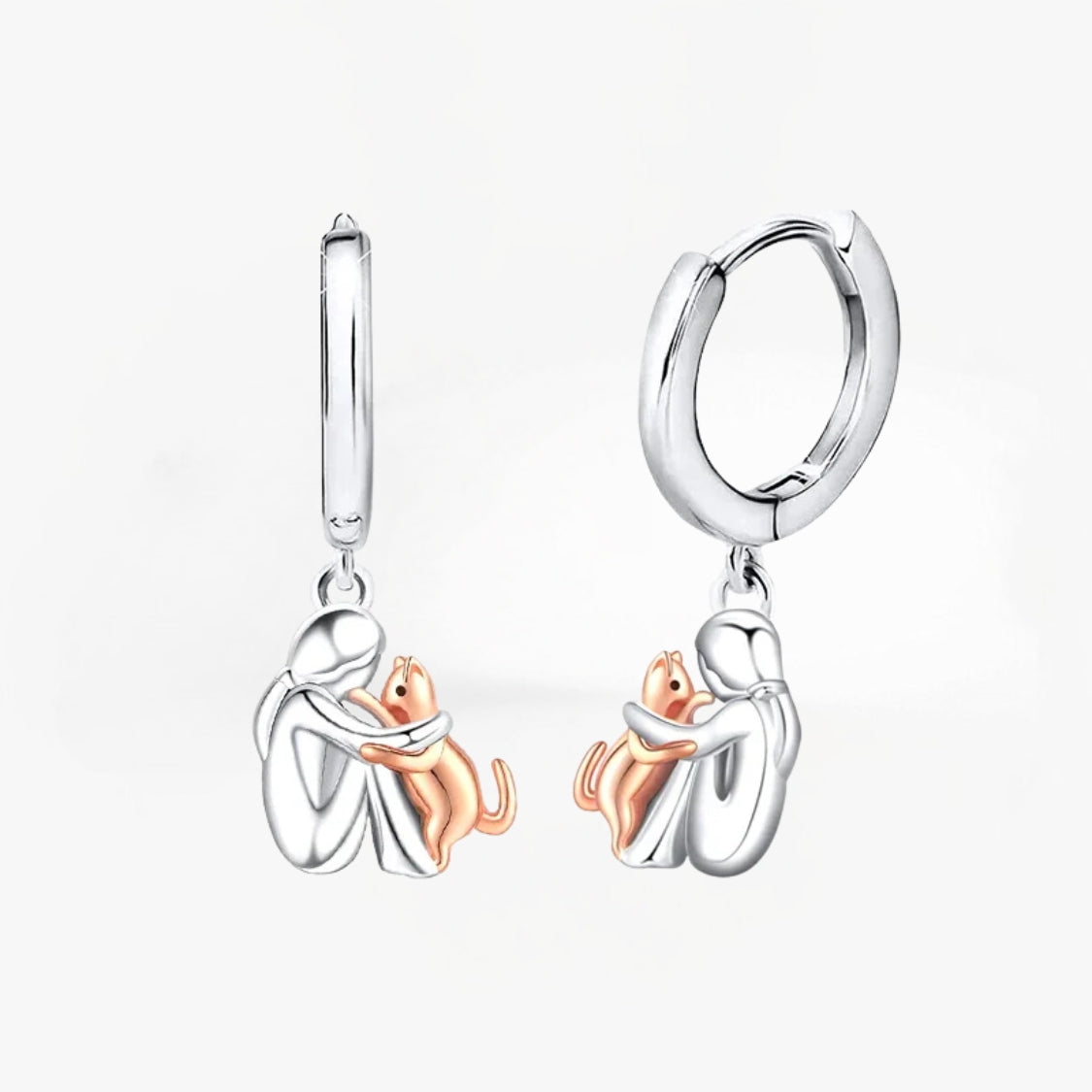 Nougat – Boucles d’oreilles avec icône de chat (fermeture ronde)