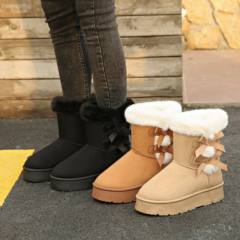 Térésa - Bottes de neige à plateforme avec nœuds élégants