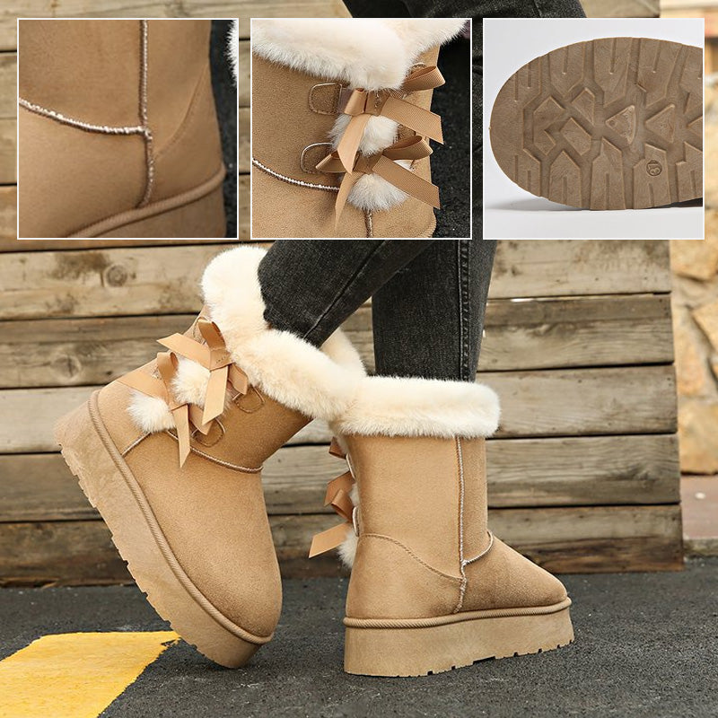 Térésa - Bottes de neige à plateforme avec nœuds élégants