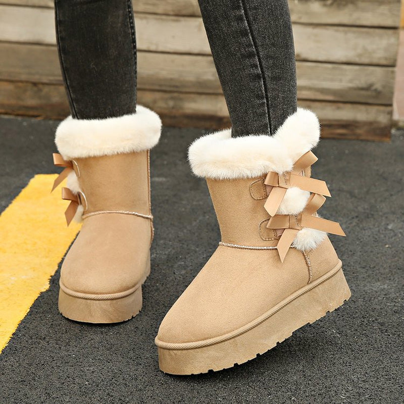 Térésa - Bottes de neige à plateforme avec nœuds élégants
