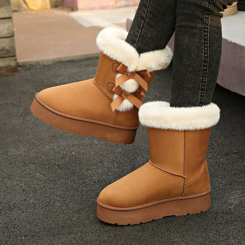 Térésa - Bottes de neige à plateforme avec nœuds élégants